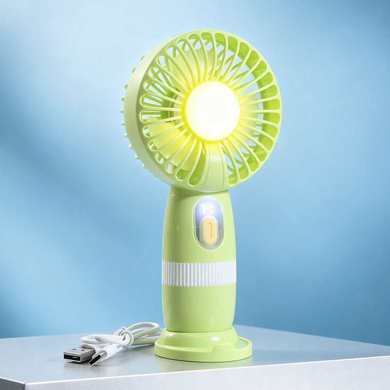 Ladies portable USB hand fan with LED light and digital temperature display Kalsten