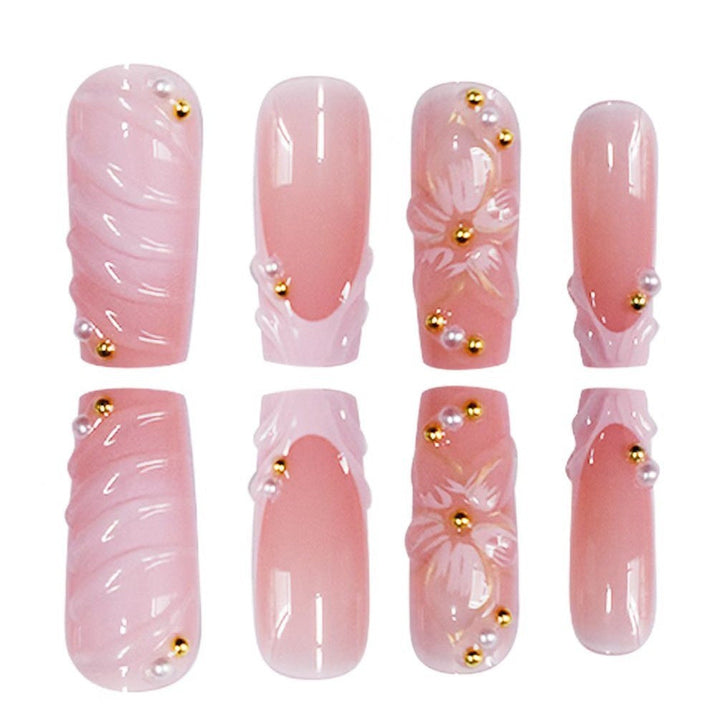 Decorative Press-On Nail Art Set with Rhinestone Accents Kalsten