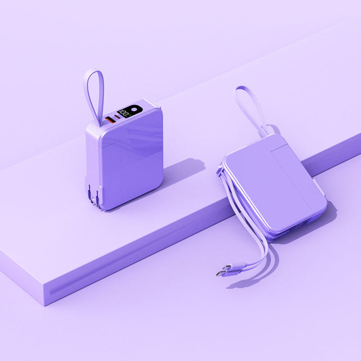Portable power bank with retractable charging cable and digital display Kalsten