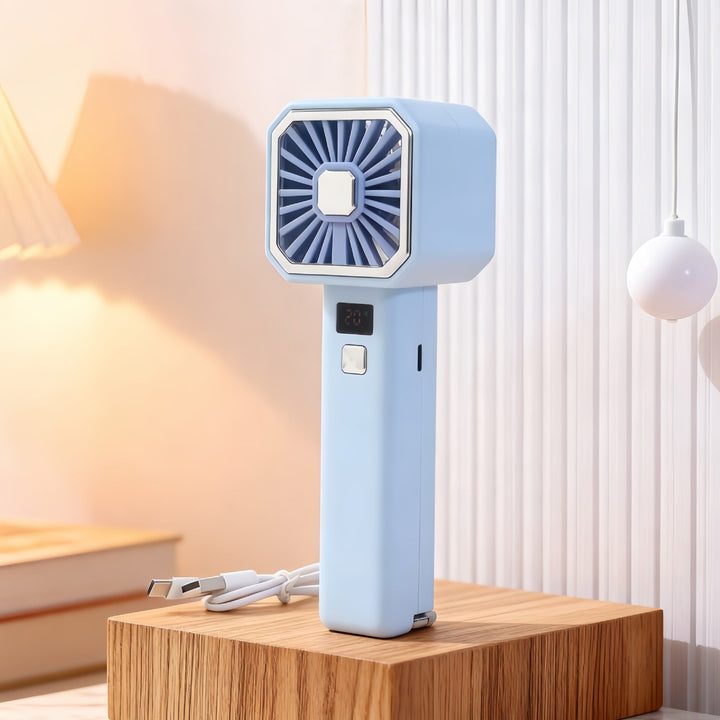Women's Portable Handheld Fan with LCD Display and USB Charging Function Kalsten