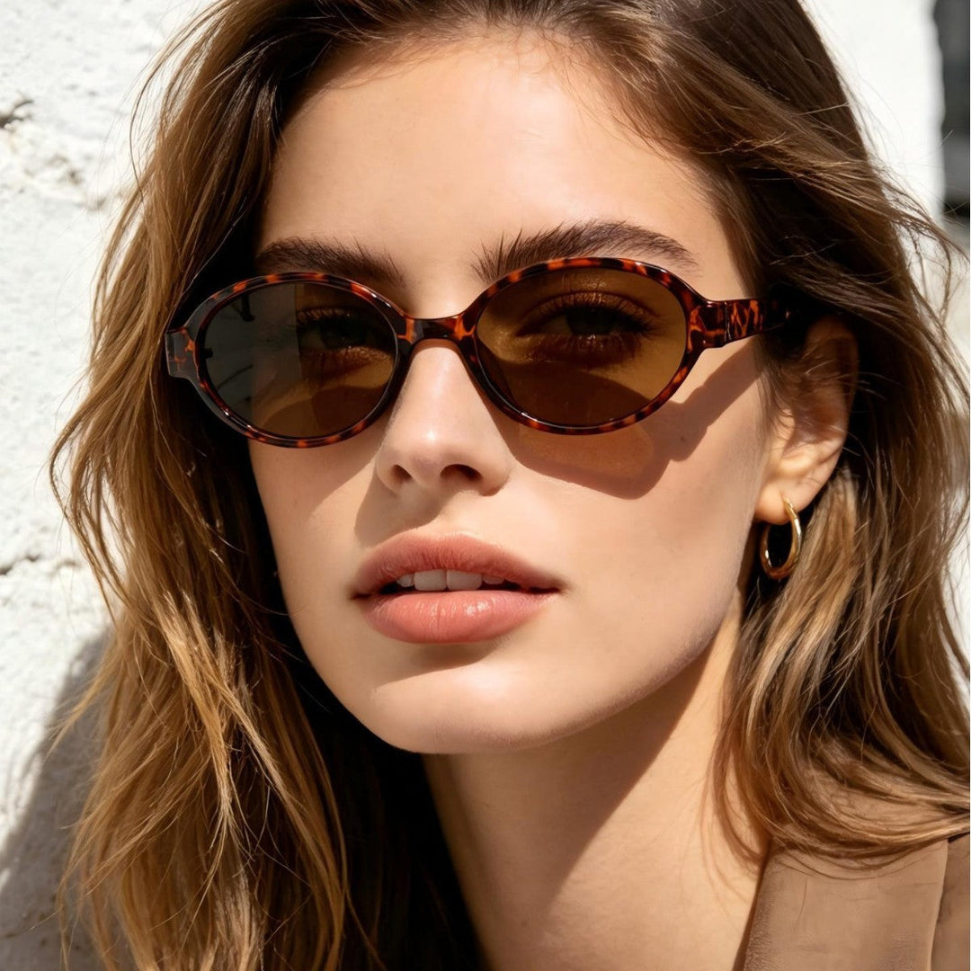 Women's fashionable oval sunglasses with animal pattern Kalsten