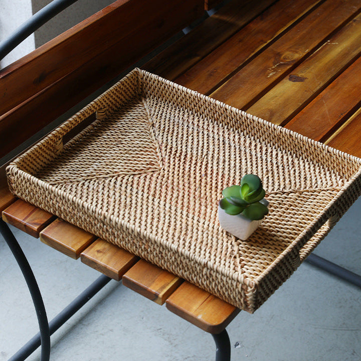 Unisex Rectangular Serving Tray made of natural wicker Kalsten