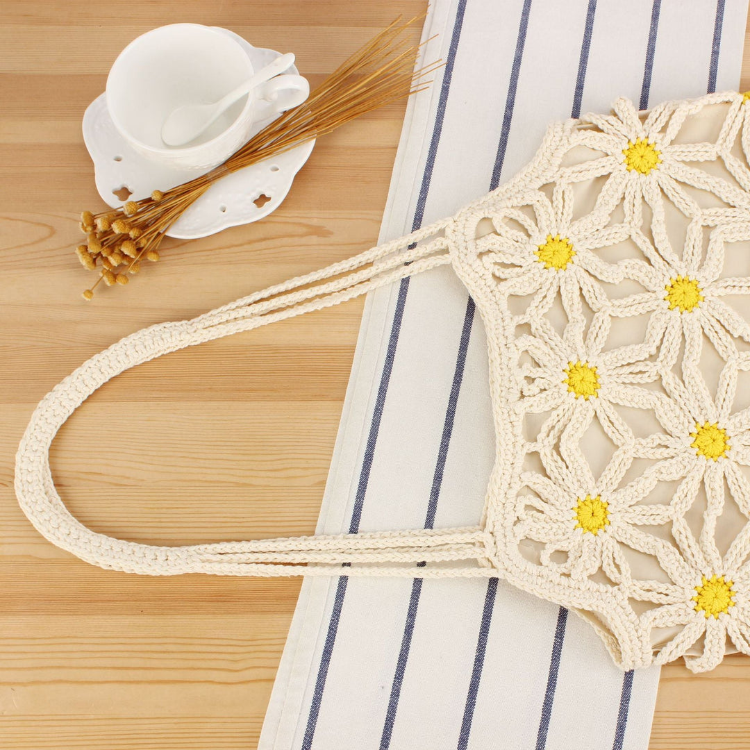 Handcrafted macrame bag with floral accents Kalsten