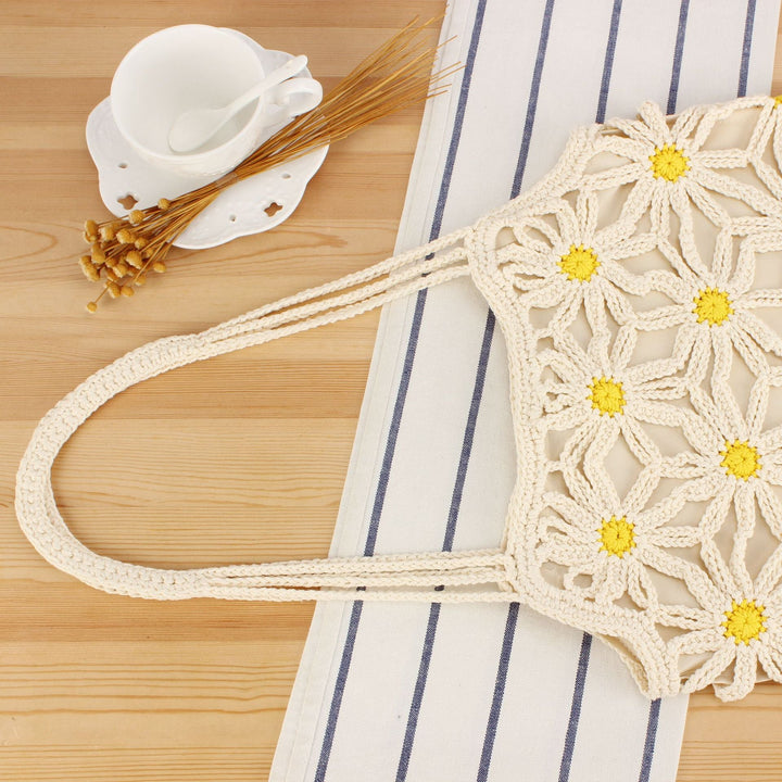 Handcrafted macrame bag with floral accents Kalsten