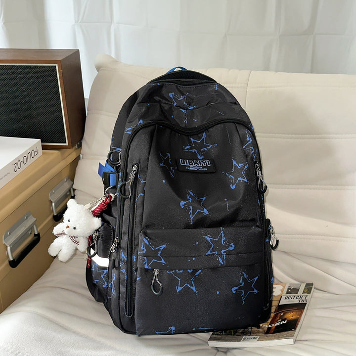 Urban Minimalist Star-Print School Backpack