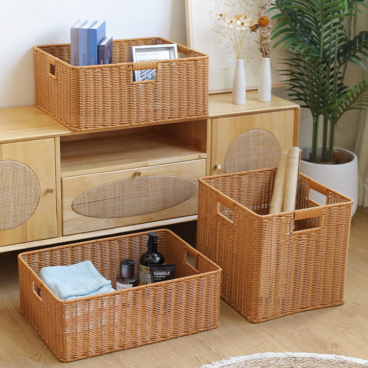 Handwoven Storage Basket with Cutout Handles Kalsten