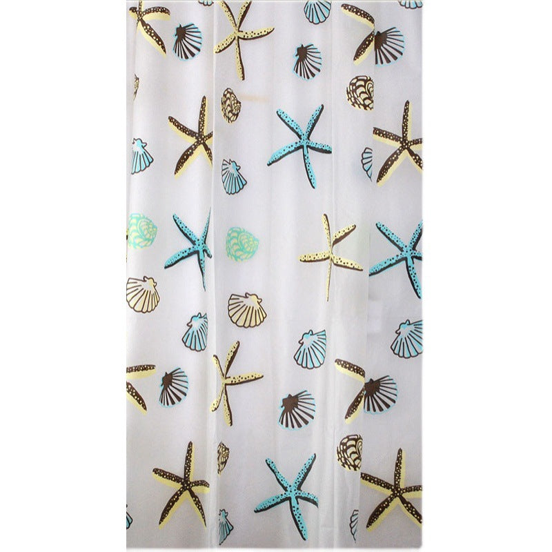 Coastal Sea Life Print Shower Curtain Kalsten