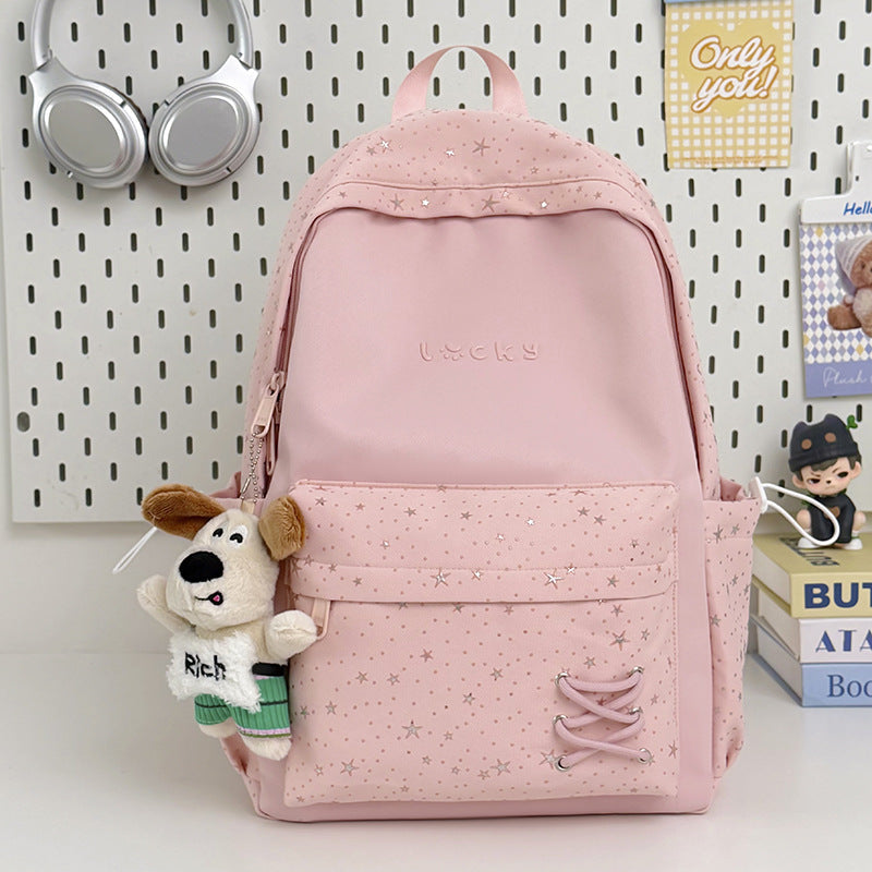 Charming Star-Embellished Student School Backpack