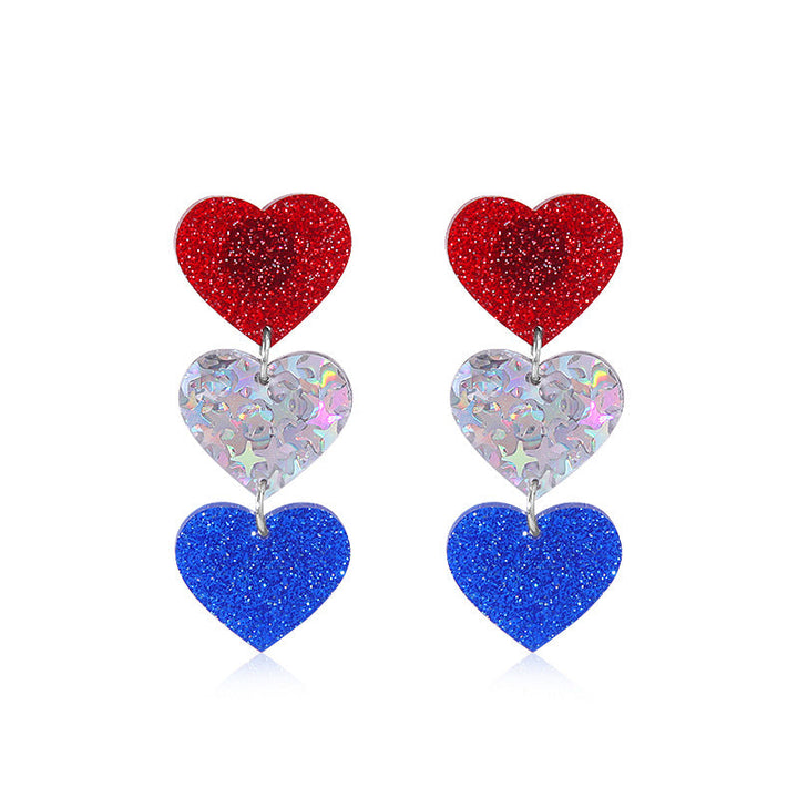 Women's long multi-layer star drop earrings with crystal embellishments and rhodium-plated alloy Kalsten