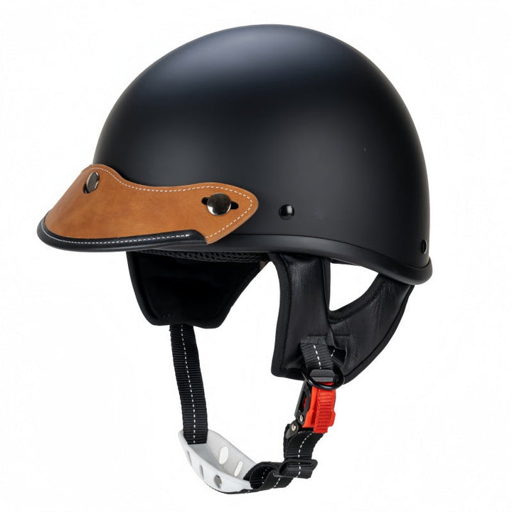Vintage Leather-Trimmed Motorcycle Helmet Kalsten