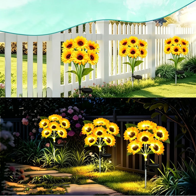 Solar-Powered LED Sunflower Garden Stake Lamp With Waterproof Panel And Adjustable Stem Kalsten