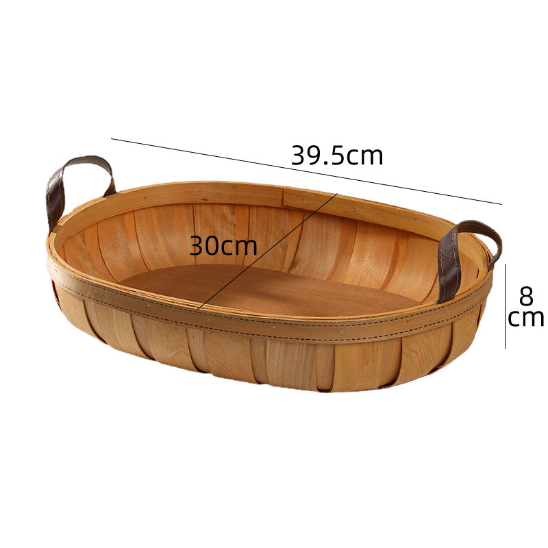 Unisex Handcrafted Basket with Leather Handles Kalsten