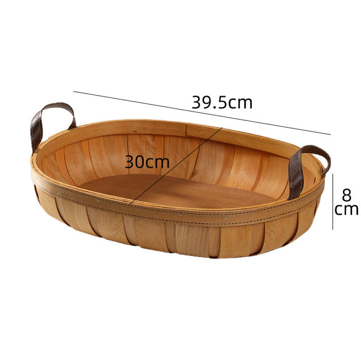 Handcrafted Oval Serving Tray with Leather Handles Kalsten