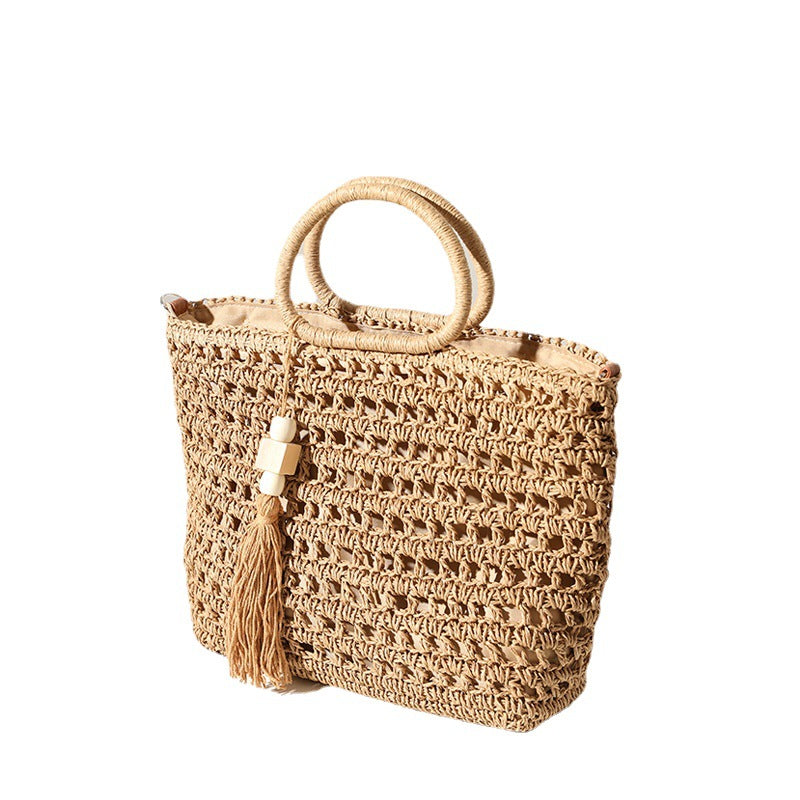 Handbag Made of Crocheted Natural Material Kalsten