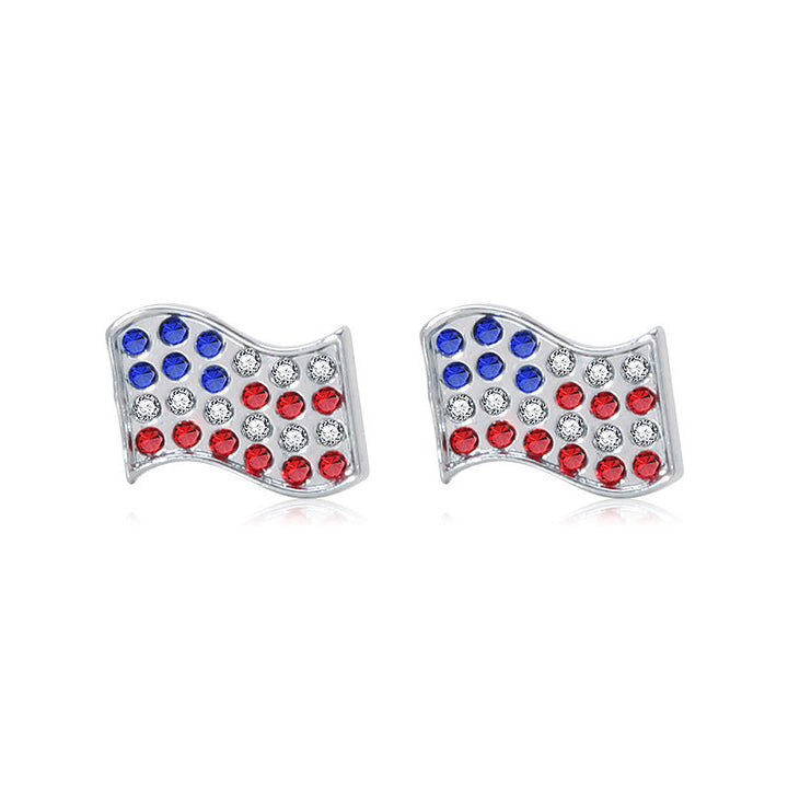 Women's star-shaped enamel earrings with USA flag motif and gold-plated fish Kalsten