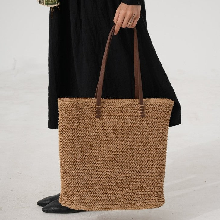 Bast shoulder bag with elegant leather handles Kalsten