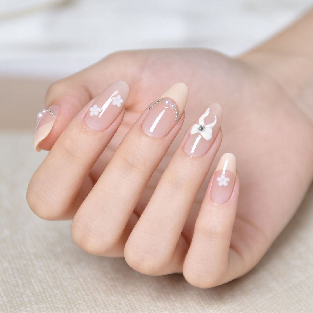 Elegant Floral Press-On Nail Art Kalsten