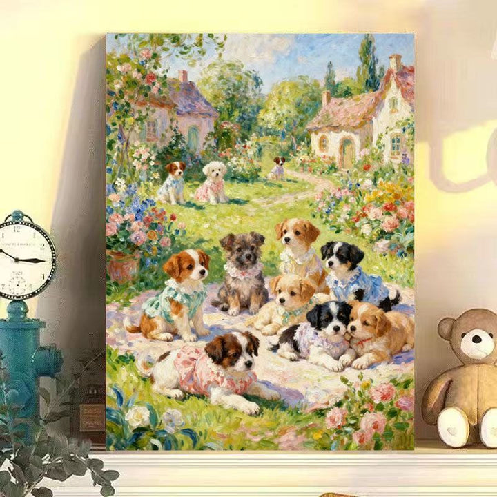 Whimsical Rabbit Scene Canvas Art Print Kalsten