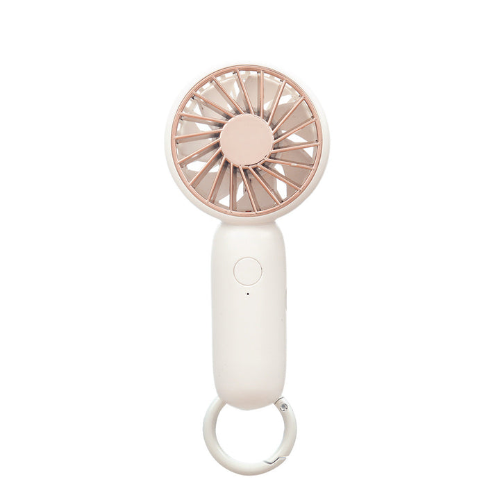 Cooling compact rechargeable handheld fan with carabiner loop and whisper-silent motor Kalsten