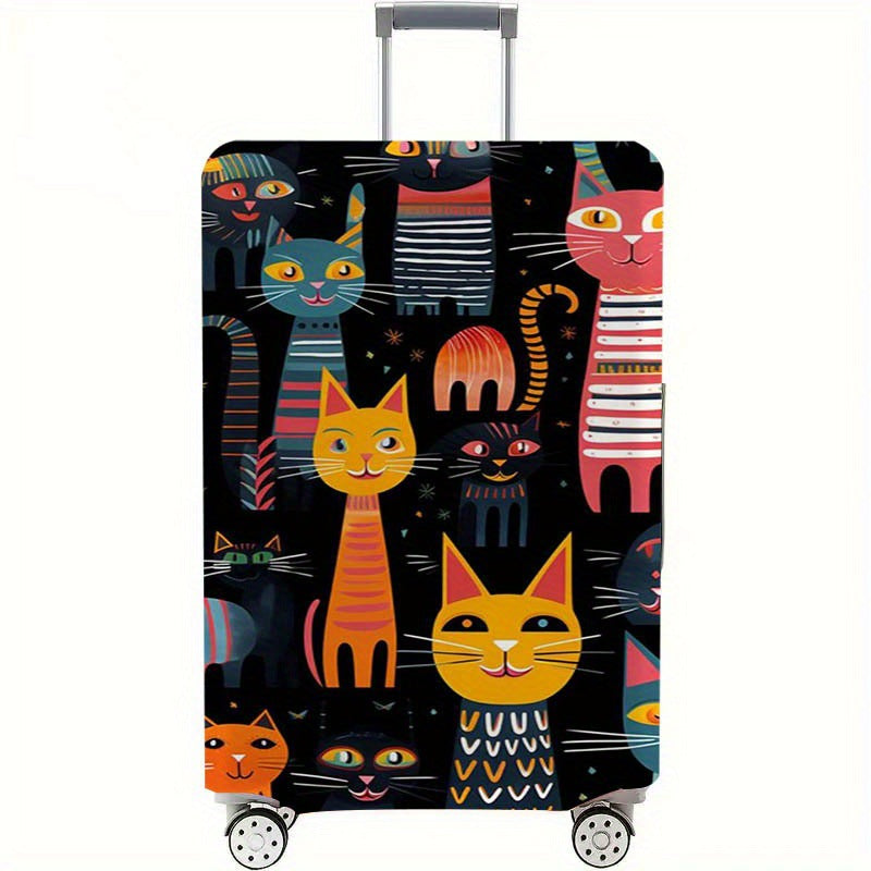 Unisex nan elastic suitcase cover with cartoon cat design stretchable scratch-resistant protective for luggage Kalsten