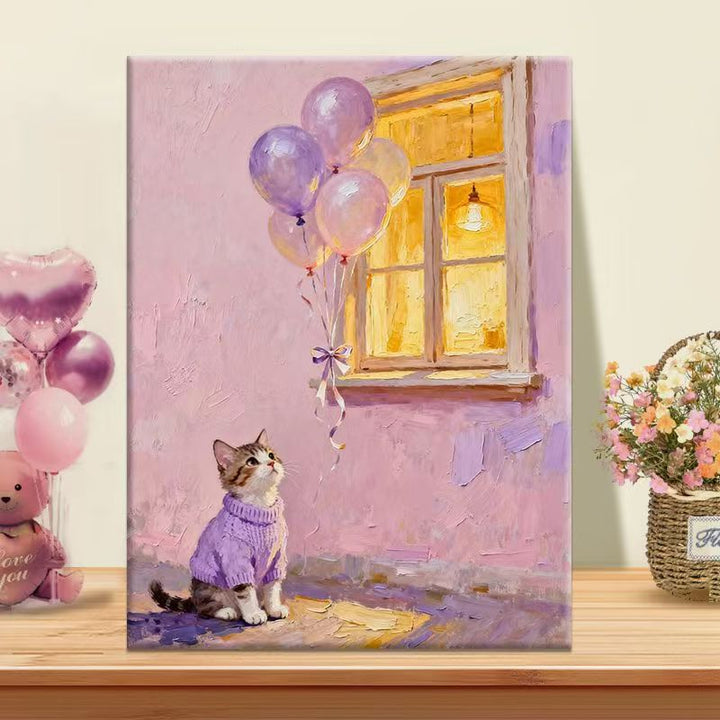 Playful Cat Illustration Canvas Art Kalsten