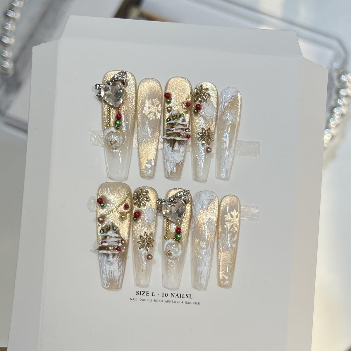 Festive Glamour Stiletto Press-On Nail Art Set Acalora