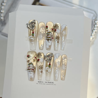 Festive Glamour Stiletto Press-On Nail Art Set Acalora