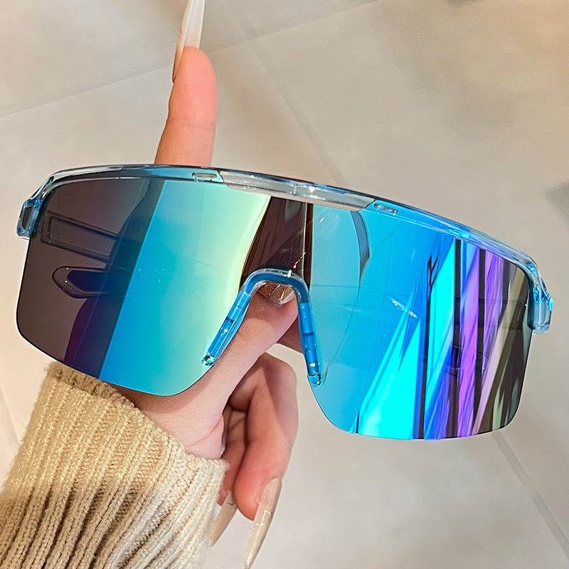 Unisex nan sporty shield sunglasses with continuous visor glass and non-slip nose pads Kalsten
