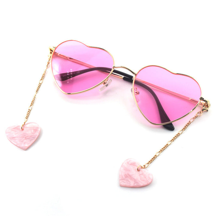 Heart-Shaped Dangle Earrings with Golden Chain Kalsten