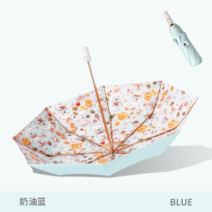 Ladies Folding Umbrella with Cute Animal Design Kalsten