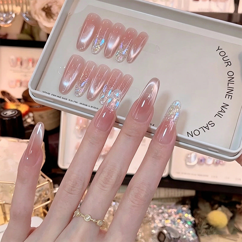 Artificial nail set with sparkling glitter accents Acalora