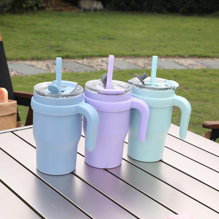 Unisex Insulated Reusable Cup with Flexible Straw and Convenient Handle Kalsten