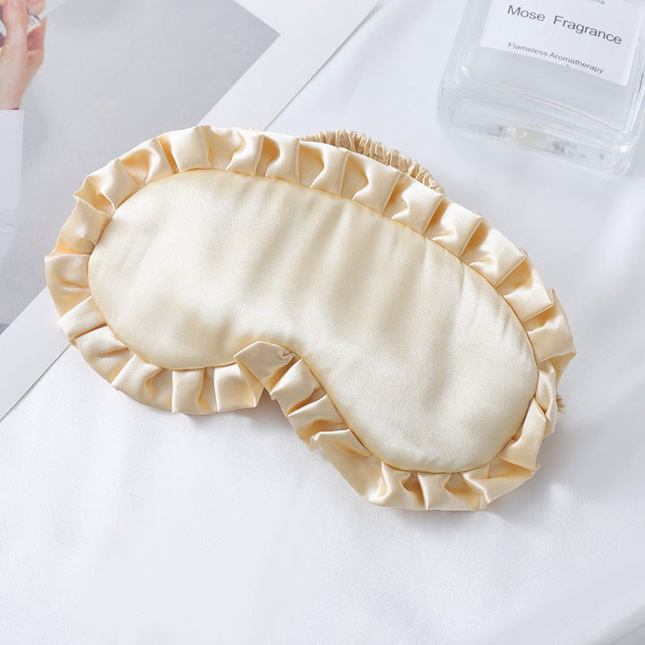 Women's nan satin-gloss eye mask with ergonomic contour, frilled ruffle edge, and gentle padding Kalsten