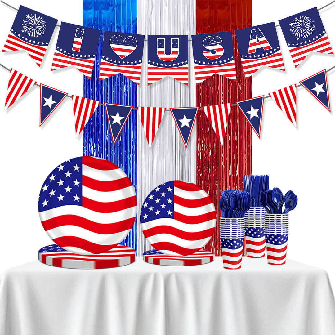 Unisex nan Pappteller Set with patriotic star stripe motif and convenient plate size Kalsten
