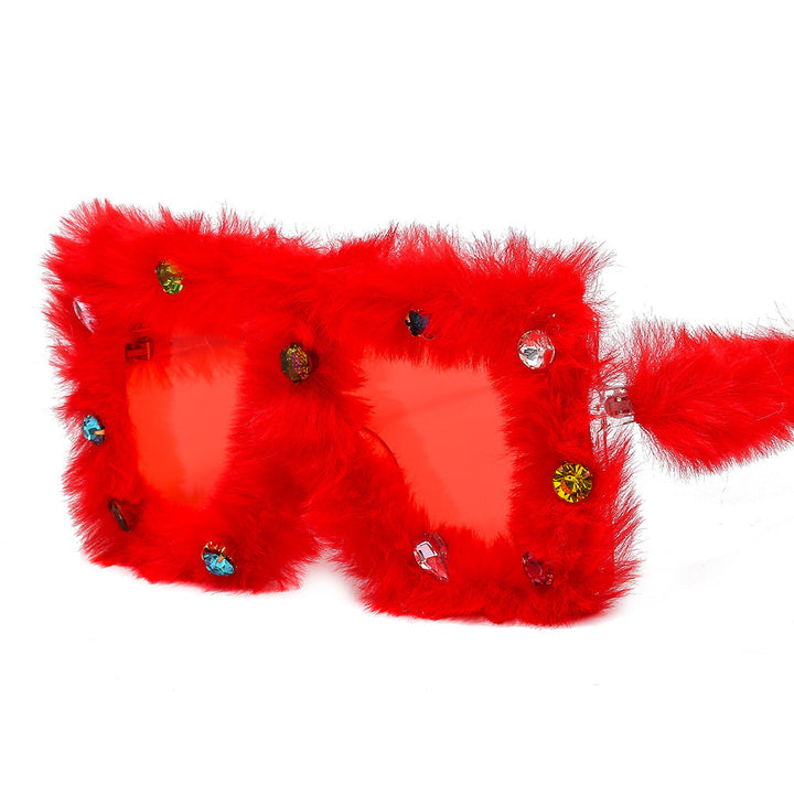 Ladies glamorous and luxurious sunglasses with fur-trimmed frame Kalsten