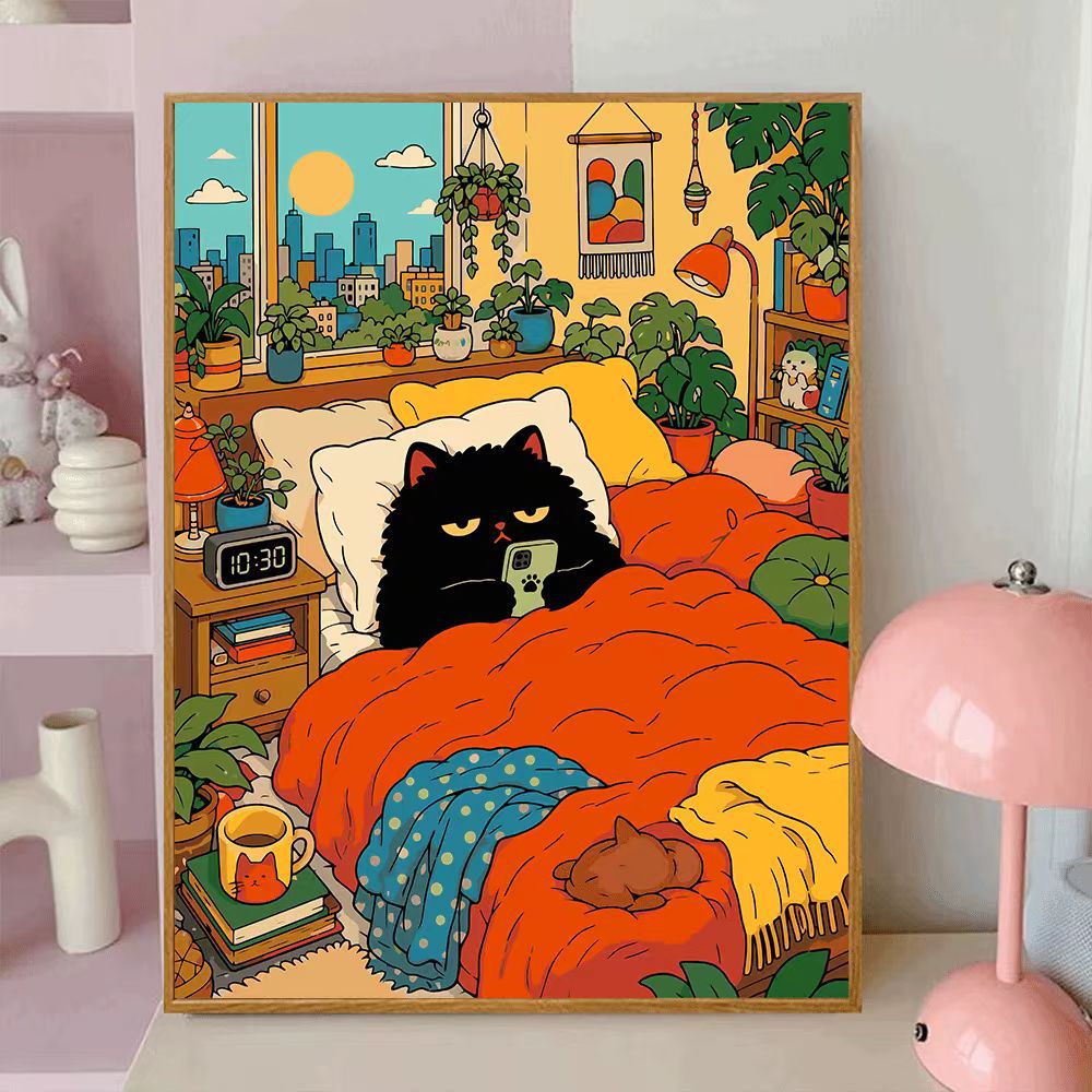Playful Cat-Themed Decorative Wall Canvas Art Kalsten