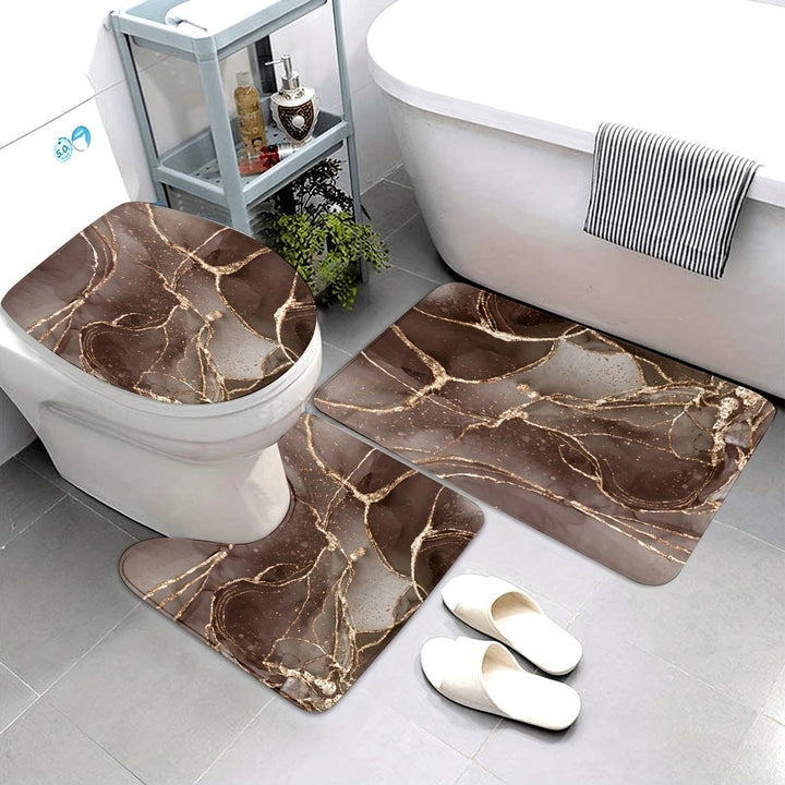 Artistic Marble Print Bath Mat Set Kalsten