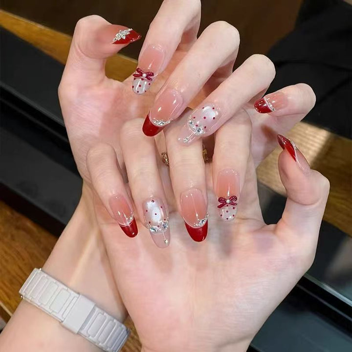 Artistic Gem-Accented Press-On Nail Extensions Kalsten