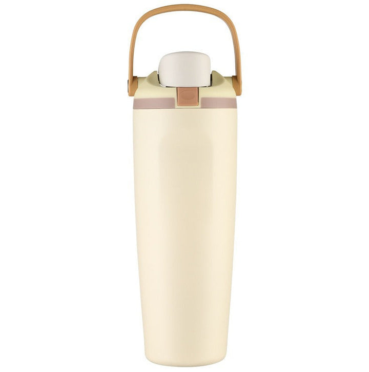 Unisex double-walled vacuum drinking bottle made of stainless steel with one-handed click closure and carrying handle Kalsten