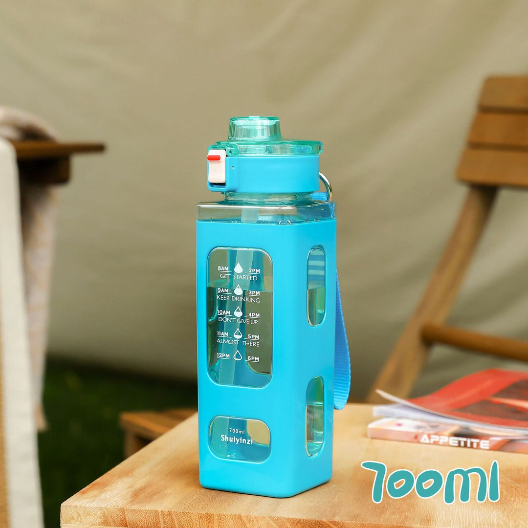 Women's water bottle with integrated time markers and straw Kalsten