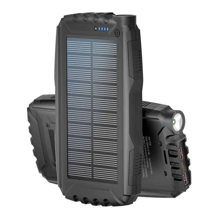 Solar power bank with integrated LED flashlight and multiple charging ports Kalsten