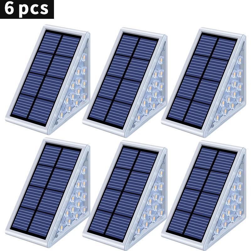 Angled Triangular Solar-Powered LED Stair Step Lights With Dusk-To-Dawn Sensor And Waterproof Mounting Kalsten