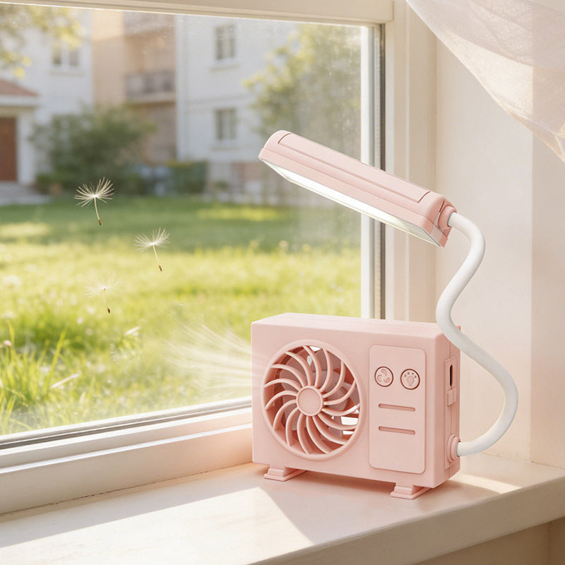 Women's multifunctional table lamp with integrated fan and flexible arm positioning Kalsten