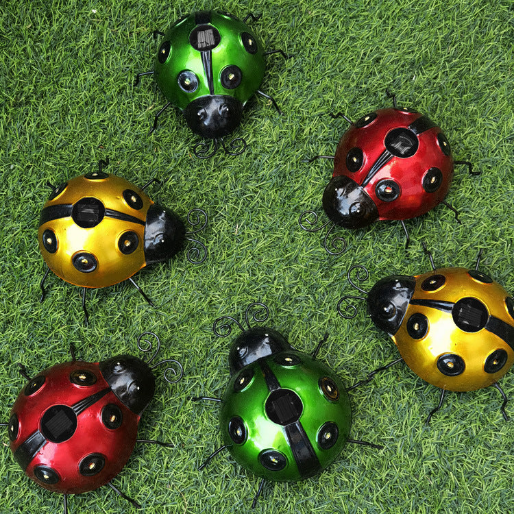 Decorative Solar-Powered Metal Ladybug Garden Lights With Warm LED Accents Kalsten