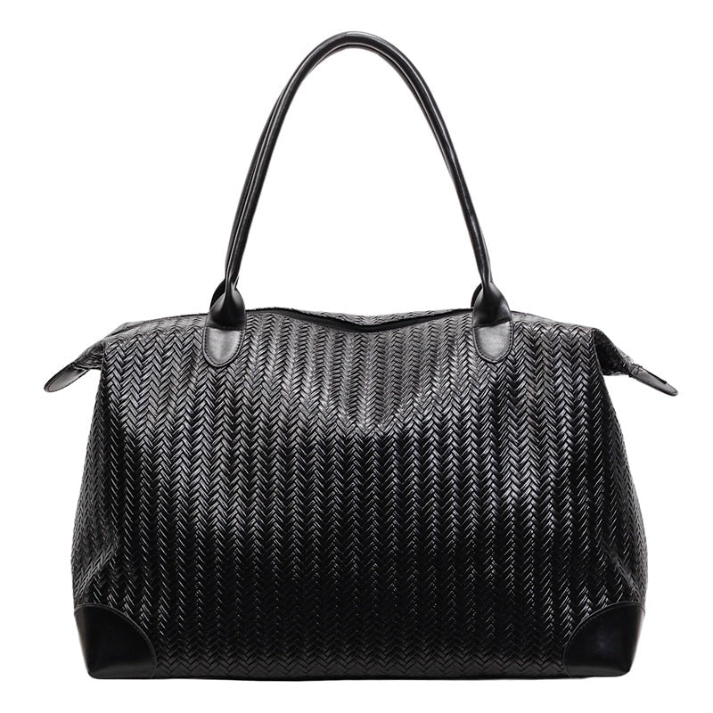 Woven Leather Travel Handbag