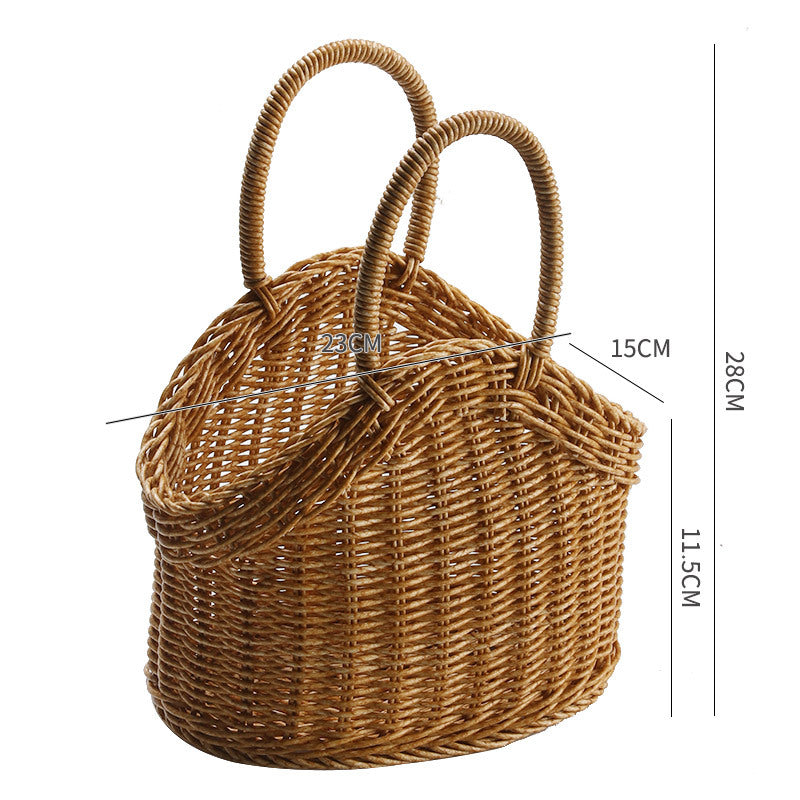 Unisex Handwoven Shopping Basket with Two Handles Kalsten