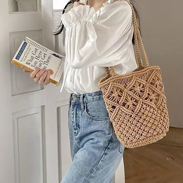 Hand-knotted synthetic fiber bag Kalsten