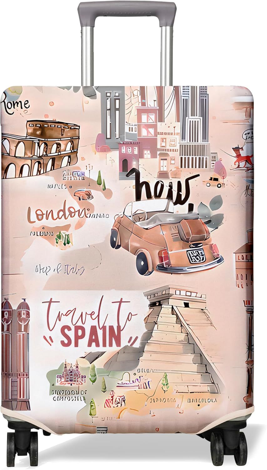 Unisex non-elastic suitcase cover with Paris motif and water-repellent stretch fabric for trolley Kalsten