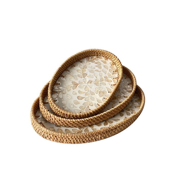 Ladies Elegant Serving Plate Set made of handwoven natural material Kalsten