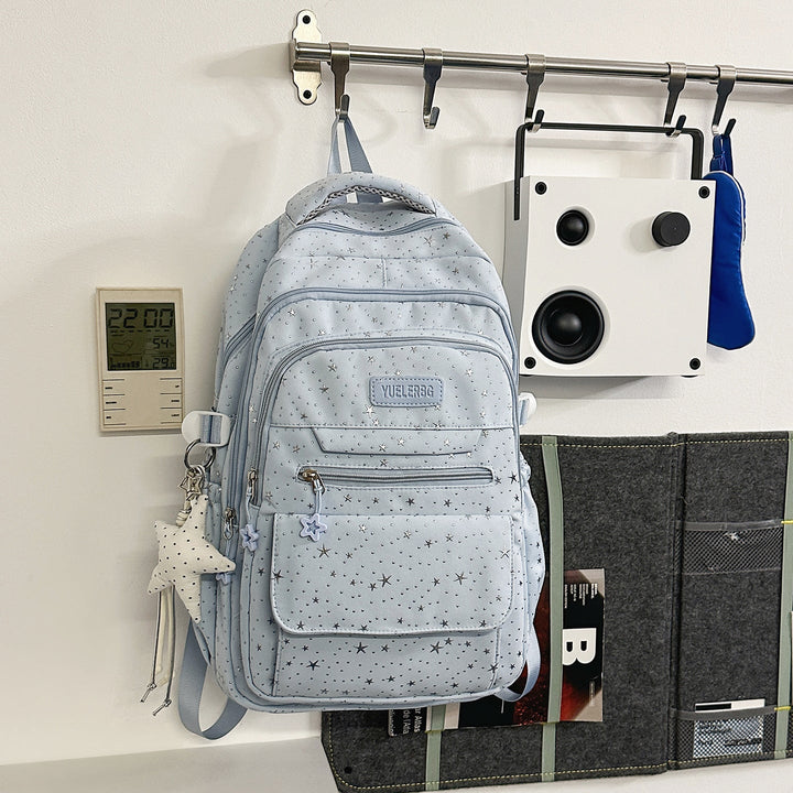 Multi-Compartment Star-Embellished School Backpack